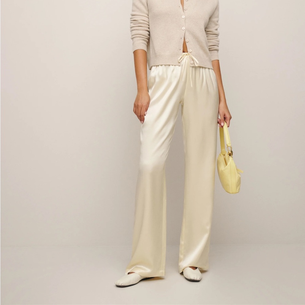 Reformation NWT Olina Silk Pants size XS in Sugar